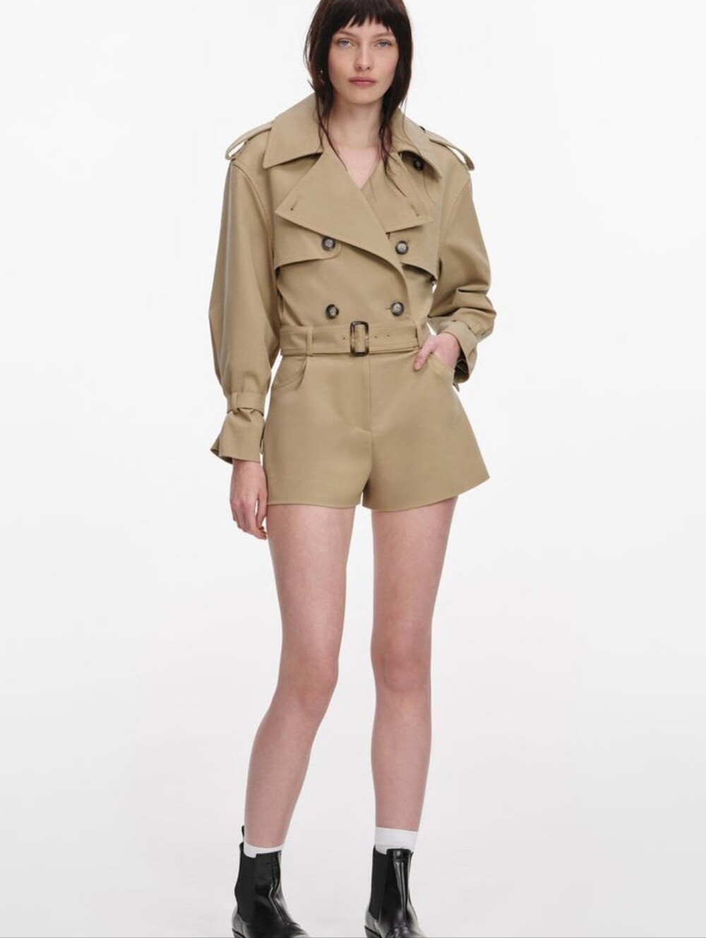 Self-portrait Beige Cotton Playsuit